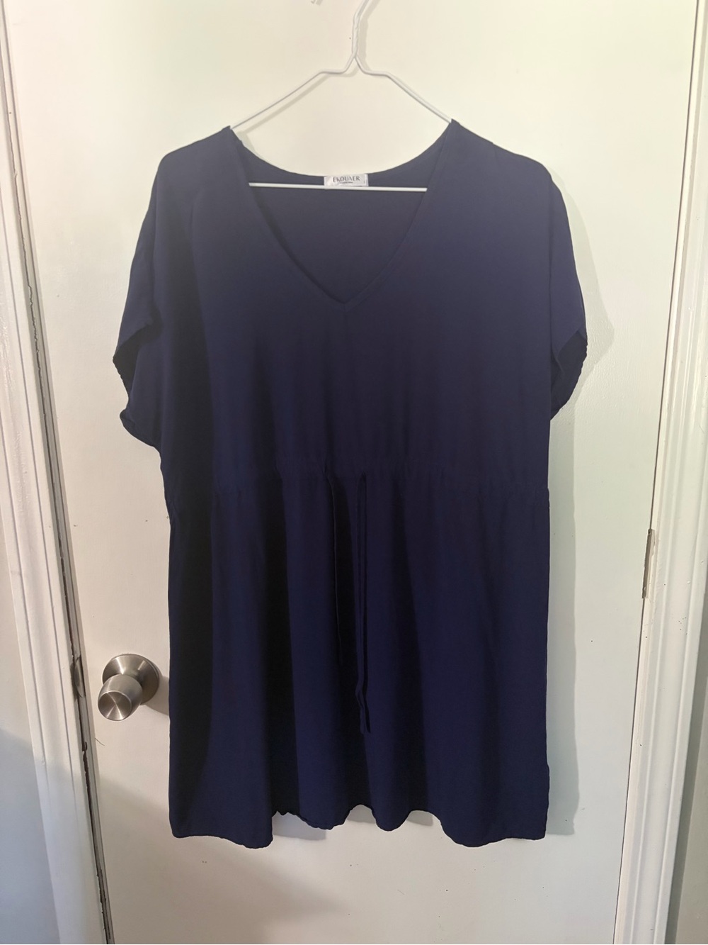 Women’s Ekouaer Large Deep Navy V-Neck Drawstring Tunic Tote16